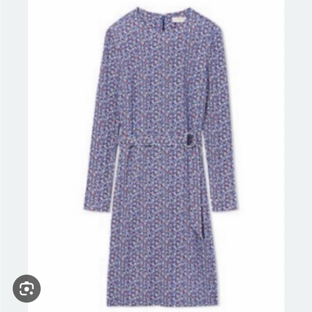 Tory Burch Blue Floral Long Sleeve Dress